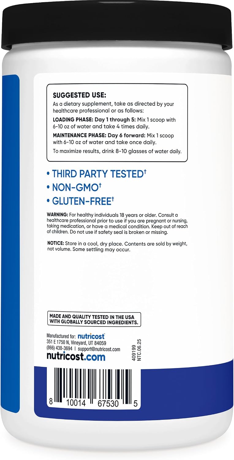 Nutricost Micronized Creatine Monohydrate Powder - 500g (100 Servings) - Pure Unflavored - 5g Per Serving - Non-GMO, Gluten Free