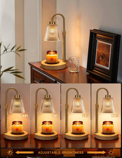 Gold Candle Warmer Lamp with Timer, Dimmable Candle Warmer for Jar Candles, Height Adjustable Wax Melts Warmer, Birthday Gifts for Women Mom, House Warming Gifts New Home Decor