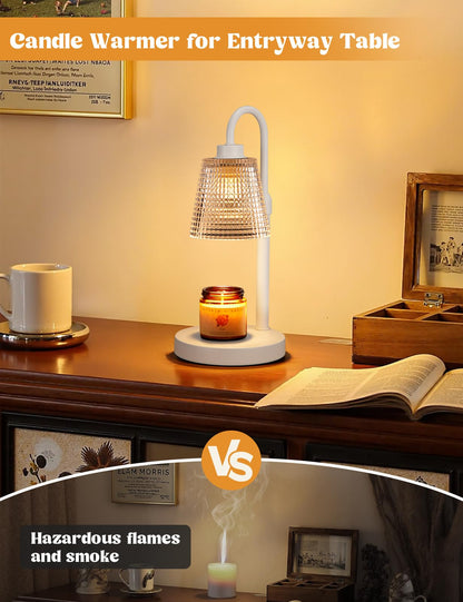 Gold Candle Warmer Lamp with Timer, Dimmable Candle Warmer for Jar Candles, Height Adjustable Wax Melts Warmer, Birthday Gifts for Women Mom, House Warming Gifts New Home Decor