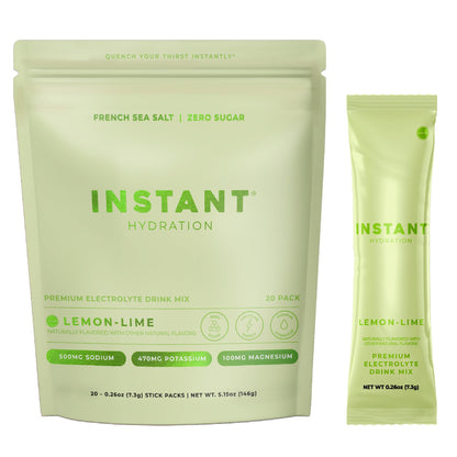 Instant Hydration Sugar Free Electrolytes Powder Packets - Strawberry Lemon Electrolyte Drink Mix & Travel Essentials - Post Workout Recovery, Brain Health, Muscle & Tissue Support - 20 Sticks
