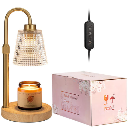 Gold Candle Warmer Lamp with Timer, Dimmable Candle Warmer for Jar Candles, Height Adjustable Wax Melts Warmer, Birthday Gifts for Women Mom, House Warming Gifts New Home Decor