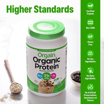 Orgain Organic Vegan 21g Protein Powder, Strawberries & Cream, 2.03 lb