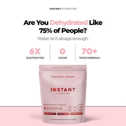 Instant Hydration Sugar Free Electrolytes Powder Packets - Strawberry Lemon Electrolyte Drink Mix & Travel Essentials - Post Workout Recovery, Brain Health, Muscle & Tissue Support - 20 Sticks