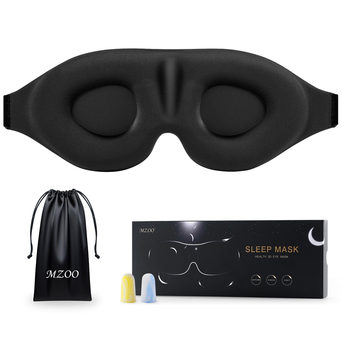 MZOO Luxury Sleep Mask, 3D Spacious for Long Lashes Blocking Light