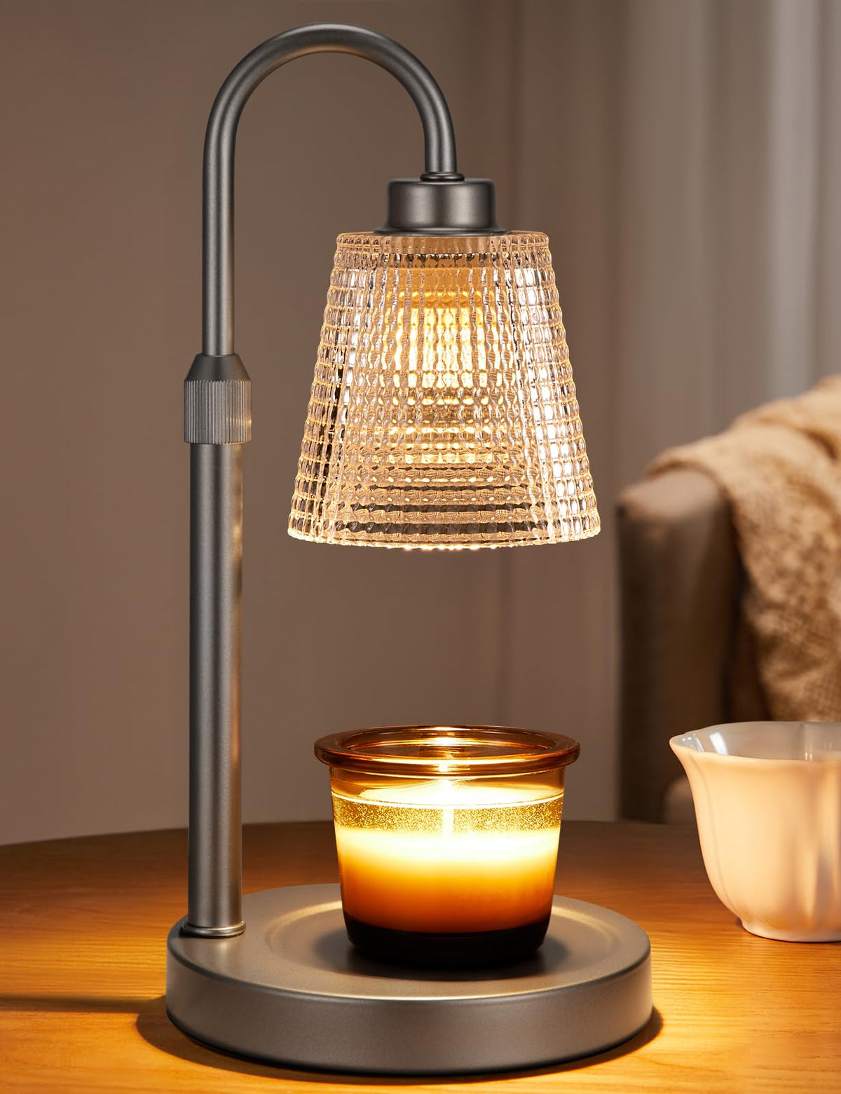 Gold Candle Warmer Lamp with Timer, Dimmable Candle Warmer for Jar Candles, Height Adjustable Wax Melts Warmer, Birthday Gifts for Women Mom, House Warming Gifts New Home Decor