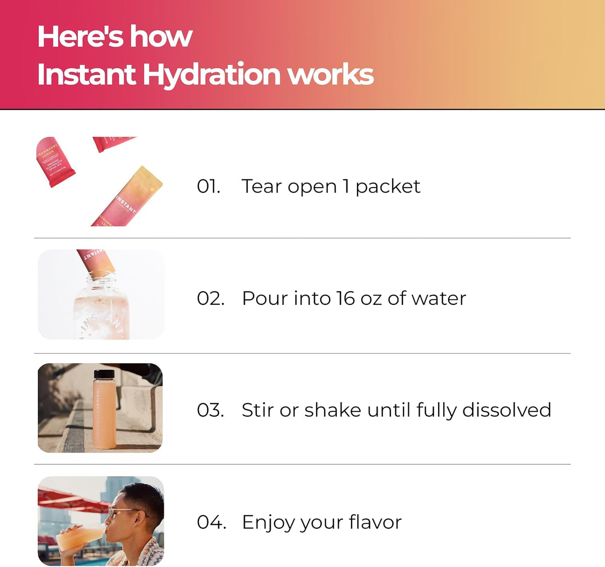 Instant Hydration Sugar Free Electrolytes Powder Packets - Strawberry Lemon Electrolyte Drink Mix & Travel Essentials - Post Workout Recovery, Brain Health, Muscle & Tissue Support - 20 Sticks