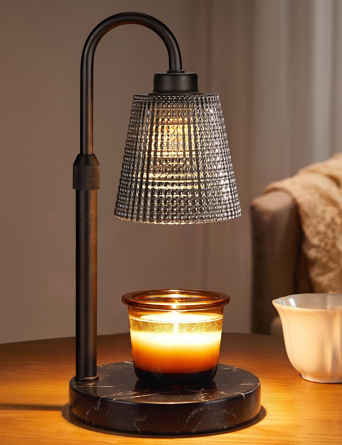 Gold Candle Warmer Lamp with Timer, Dimmable Candle Warmer for Jar Candles, Height Adjustable Wax Melts Warmer, Birthday Gifts for Women Mom, House Warming Gifts New Home Decor