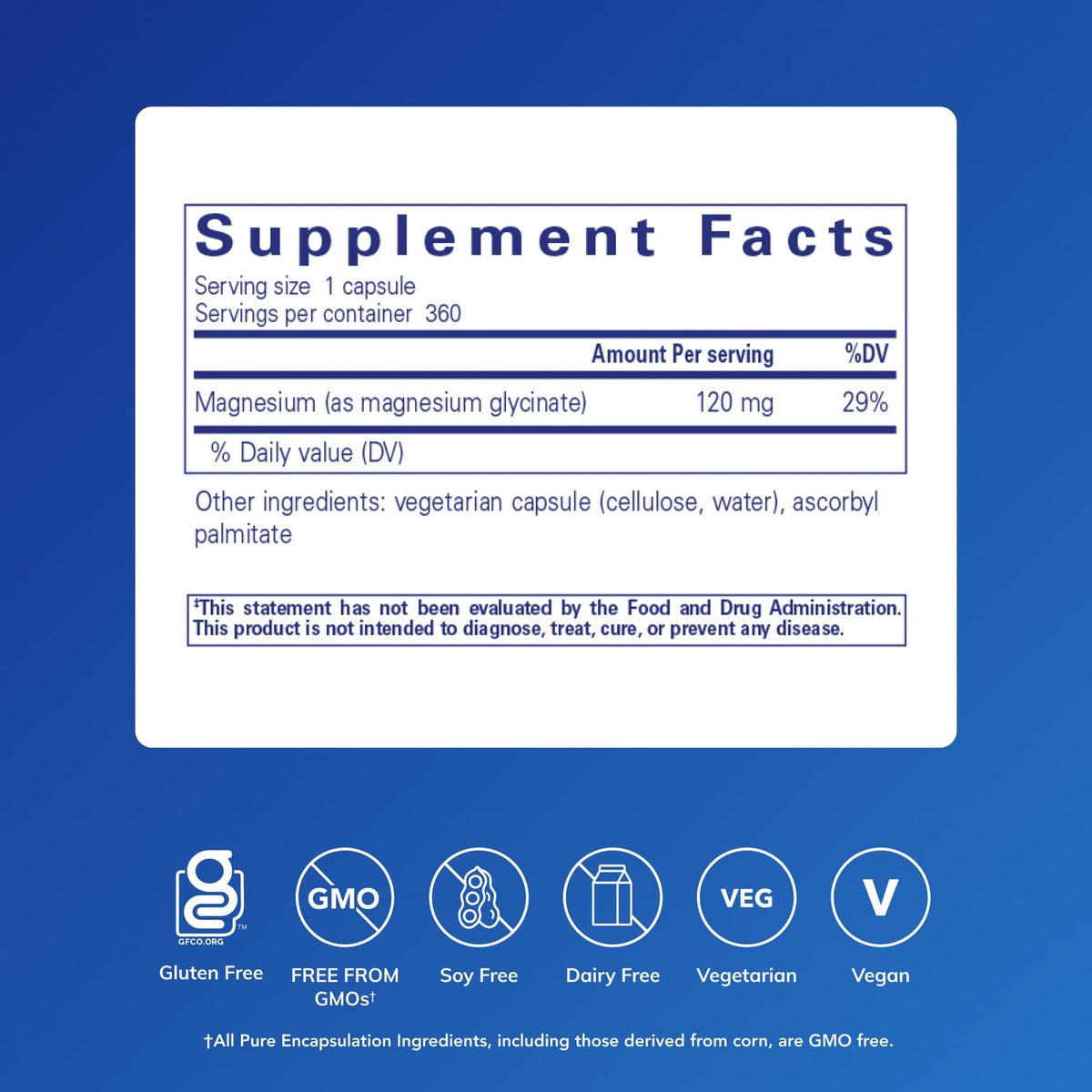 Pure Encapsulations Magnesium (Glycinate), 180 Capsules