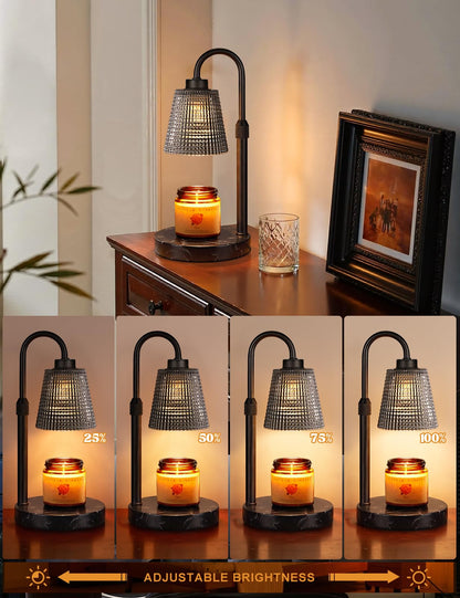 Gold Candle Warmer Lamp with Timer, Dimmable Candle Warmer for Jar Candles, Height Adjustable Wax Melts Warmer, Birthday Gifts for Women Mom, House Warming Gifts New Home Decor