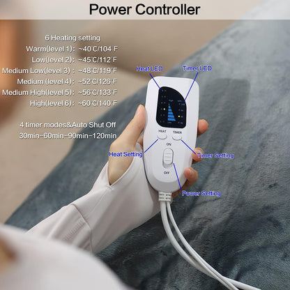 Heating Pad,Electric Heating Pad,Heating Pad for Back,Light Gray,24x12Inch