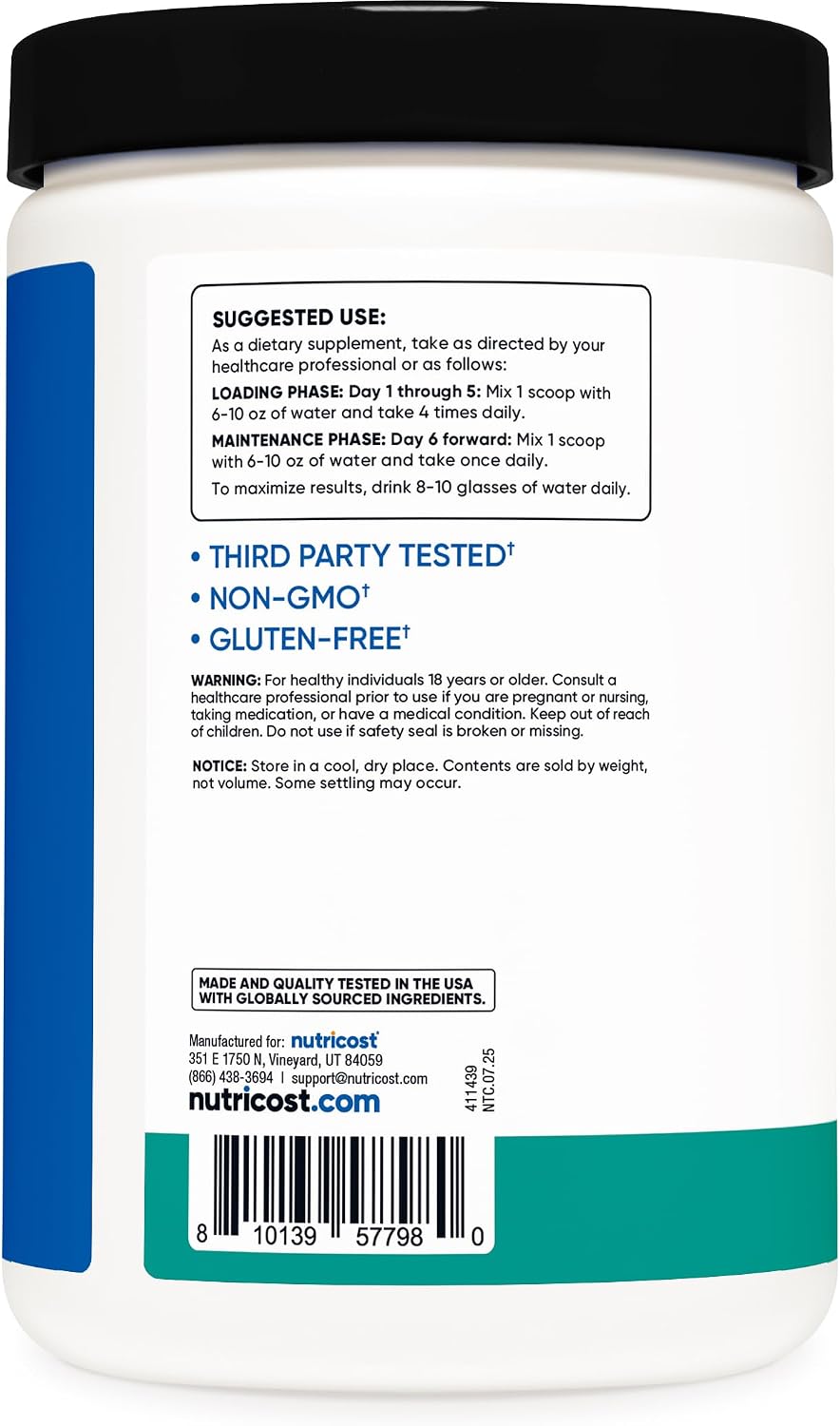 Nutricost Micronized Creatine Monohydrate Powder - 500g (100 Servings) - Pure Unflavored - 5g Per Serving - Non-GMO, Gluten Free