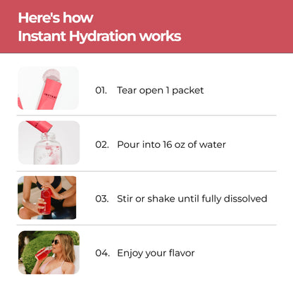 Instant Hydration Sugar Free Electrolytes Powder Packets - Strawberry Lemon Electrolyte Drink Mix & Travel Essentials - Post Workout Recovery, Brain Health, Muscle & Tissue Support - 20 Sticks