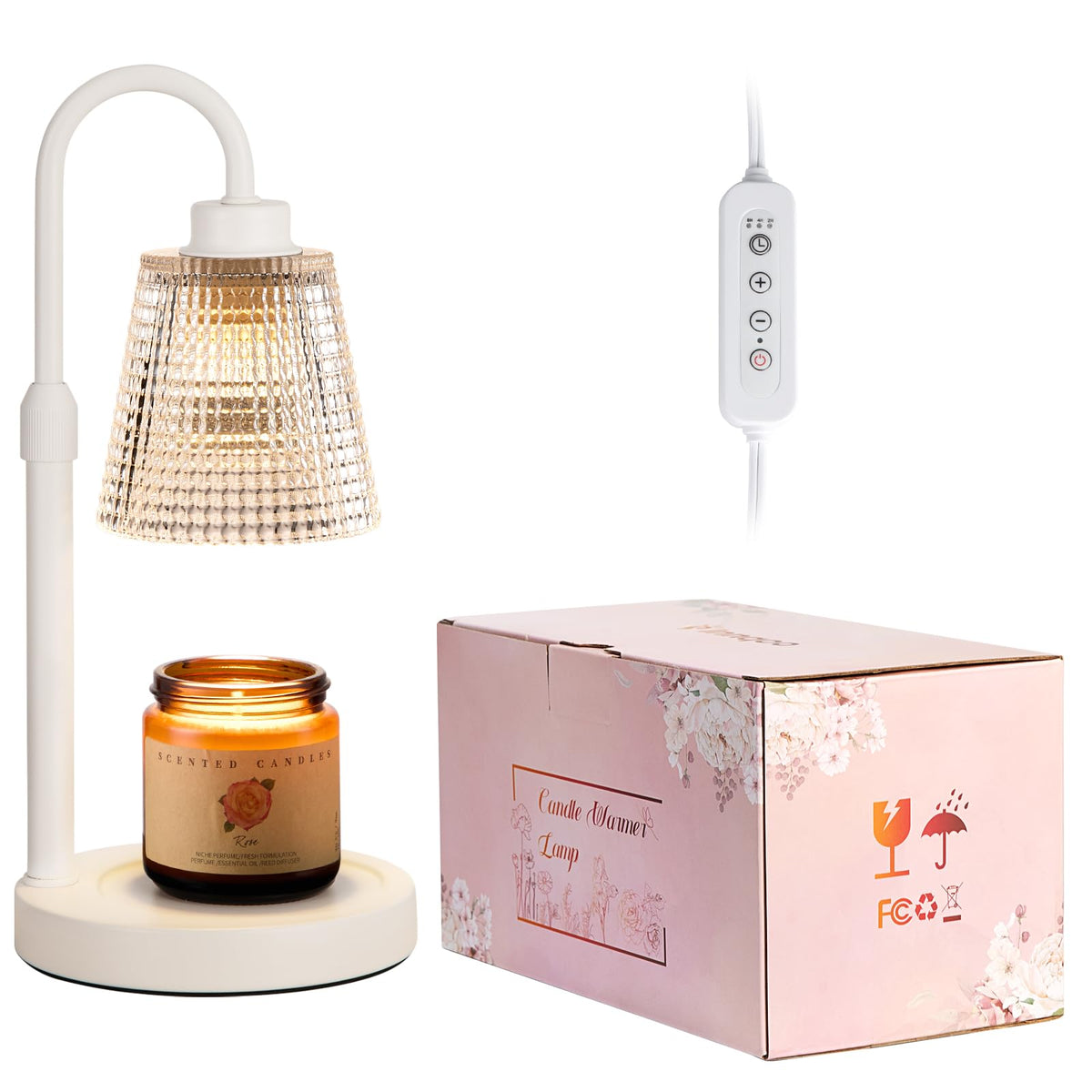 Gold Candle Warmer Lamp with Timer, Dimmable Candle Warmer for Jar Candles, Height Adjustable Wax Melts Warmer, Birthday Gifts for Women Mom, House Warming Gifts New Home Decor
