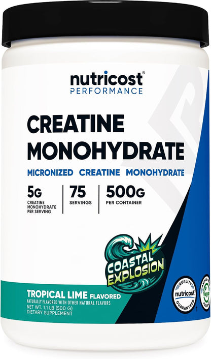 Nutricost Micronized Creatine Monohydrate Powder - 500g (100 Servings) - Pure Unflavored - 5g Per Serving - Non-GMO, Gluten Free