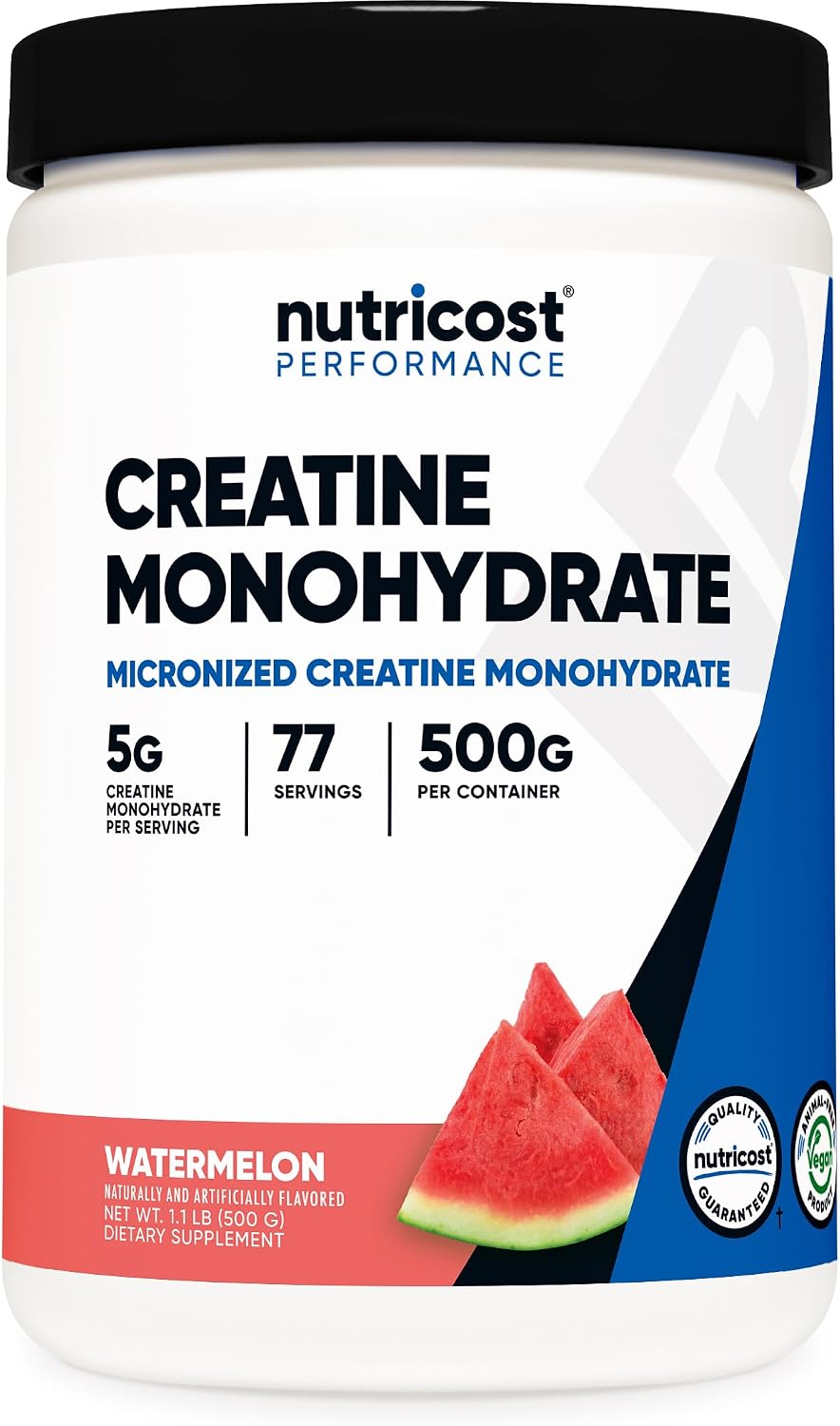 Nutricost Micronized Creatine Monohydrate Powder - 500g (100 Servings) - Pure Unflavored - 5g Per Serving - Non-GMO, Gluten Free