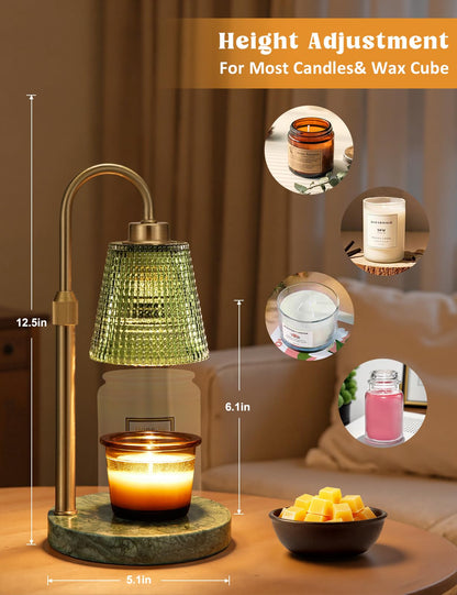 Gold Candle Warmer Lamp with Timer, Dimmable Candle Warmer for Jar Candles, Height Adjustable Wax Melts Warmer, Birthday Gifts for Women Mom, House Warming Gifts New Home Decor