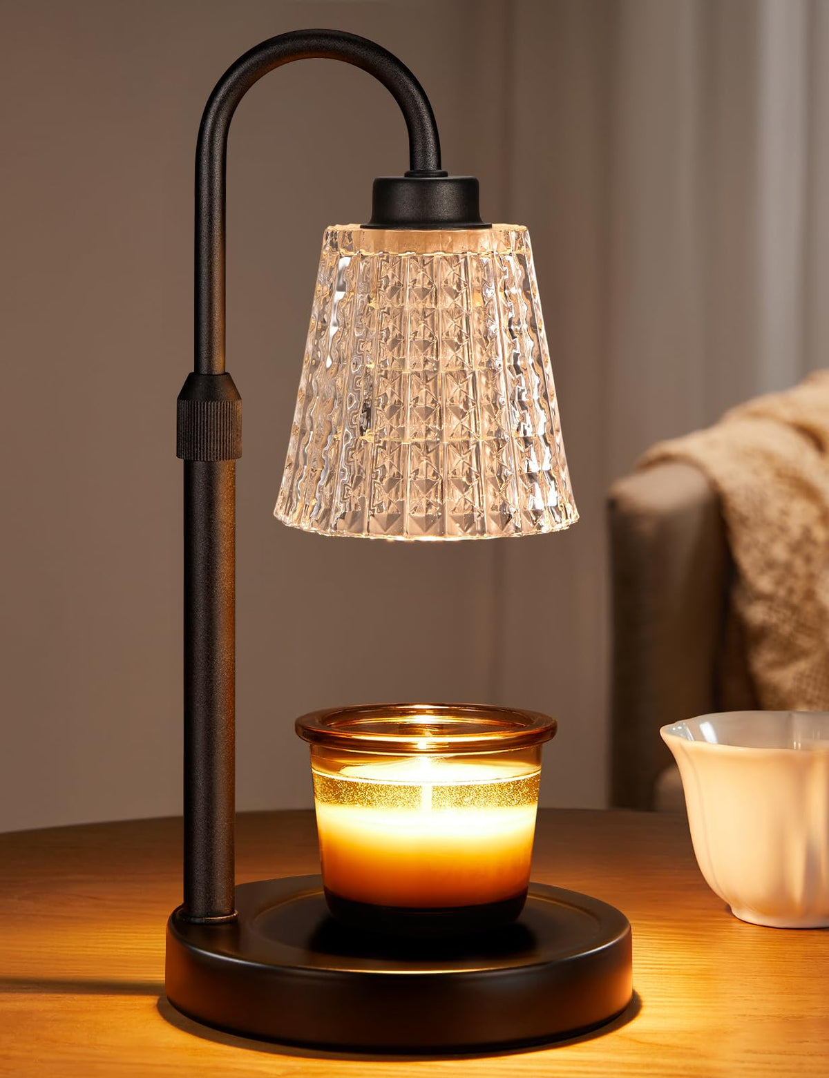 Gold Candle Warmer Lamp with Timer, Dimmable Candle Warmer for Jar Candles, Height Adjustable Wax Melts Warmer, Birthday Gifts for Women Mom, House Warming Gifts New Home Decor