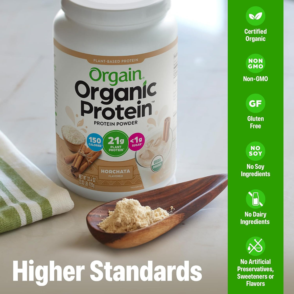 Orgain Organic Vegan 21g Protein Powder, Strawberries & Cream, 2.03 lb