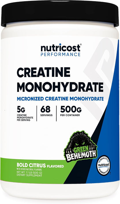 Nutricost Micronized Creatine Monohydrate Powder - 500g (100 Servings) - Pure Unflavored - 5g Per Serving - Non-GMO, Gluten Free