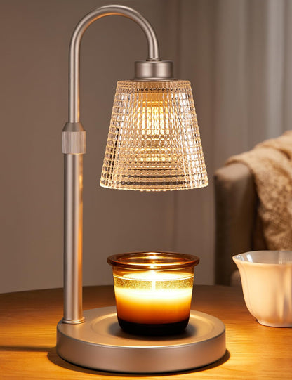 Gold Candle Warmer Lamp with Timer, Dimmable Candle Warmer for Jar Candles, Height Adjustable Wax Melts Warmer, Birthday Gifts for Women Mom, House Warming Gifts New Home Decor