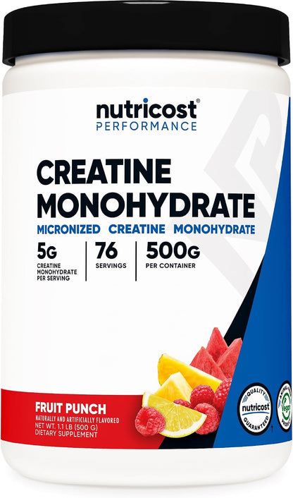 Nutricost Micronized Creatine Monohydrate Powder - 500g (100 Servings) - Pure Unflavored - 5g Per Serving - Non-GMO, Gluten Free