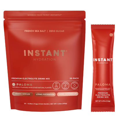 Instant Hydration Sugar Free Electrolytes Powder Packets - Strawberry Lemon Electrolyte Drink Mix & Travel Essentials - Post Workout Recovery, Brain Health, Muscle & Tissue Support - 20 Sticks