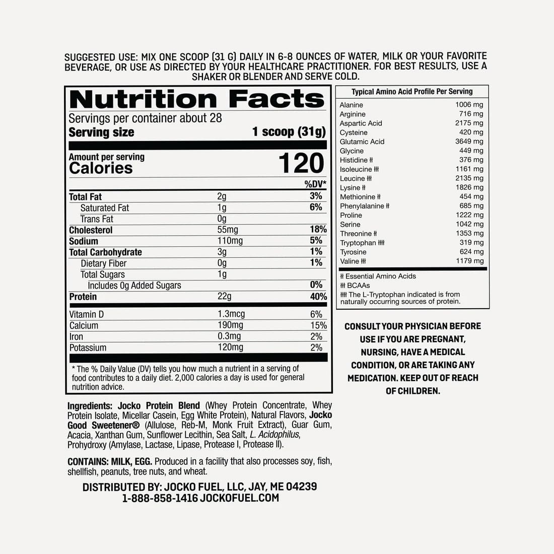 Jocko Fuel Whey Protein Powder, Gingerbread Cookie, 22g Protein, Digestive Enzymes + Probiotic Blend, No Sugar Added, with Essential Amino Acids + Electrolyte Minerals, 31 Servings
