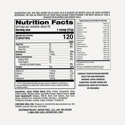 Jocko Fuel Whey Protein Powder, Gingerbread Cookie, 22g Protein, Digestive Enzymes + Probiotic Blend, No Sugar Added, with Essential Amino Acids + Electrolyte Minerals, 31 Servings