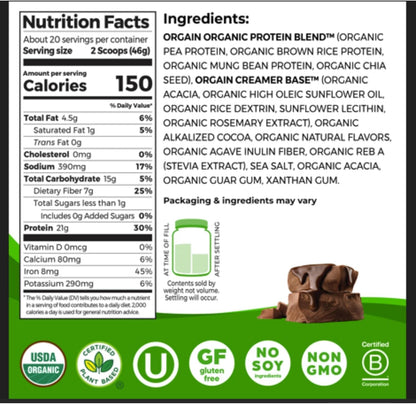 Orgain Organic Vegan 21g Protein Powder, Strawberries & Cream, 2.03 lb