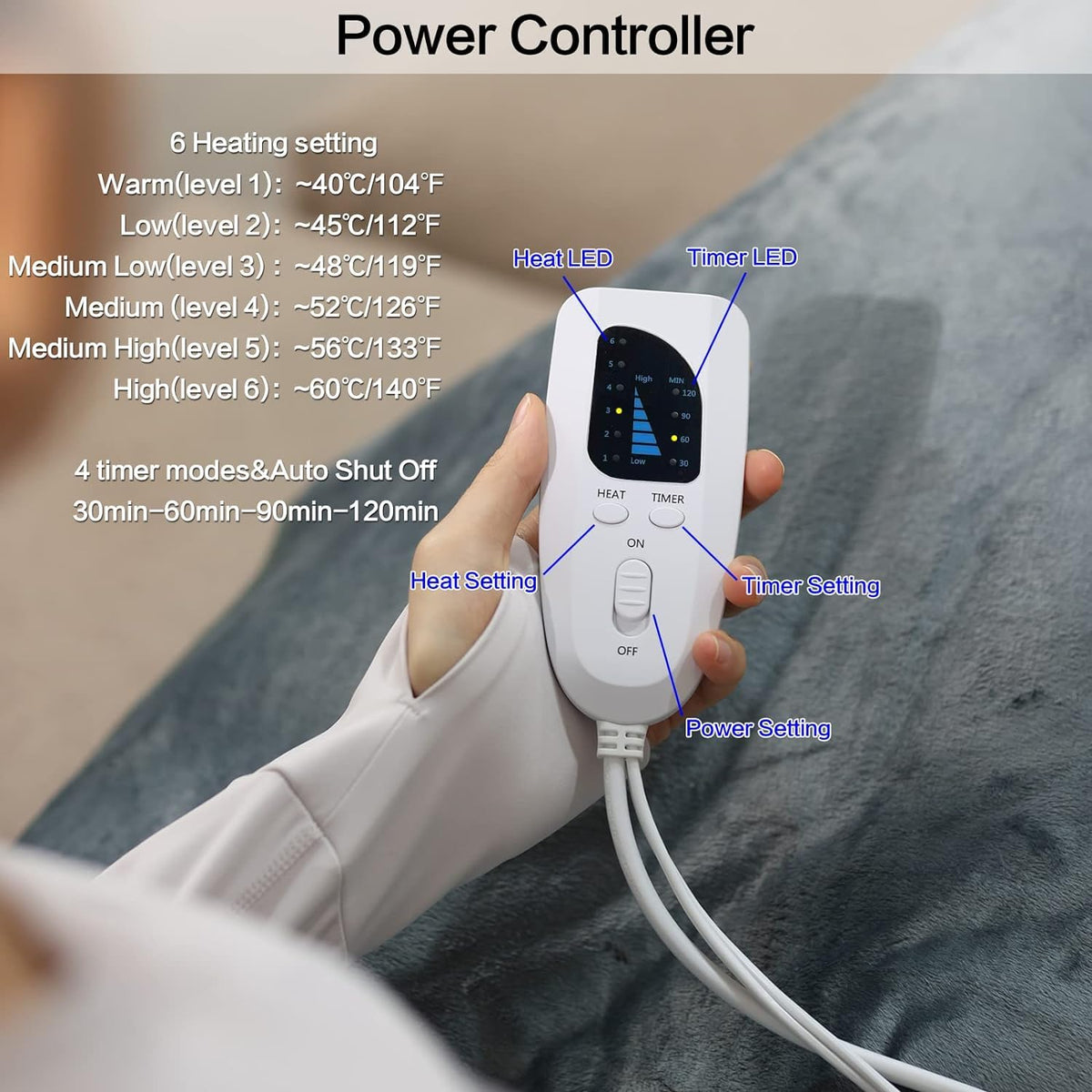 Heating Pad,Electric Heating Pad,Heating Pad for Back,Light Gray,24x12Inch