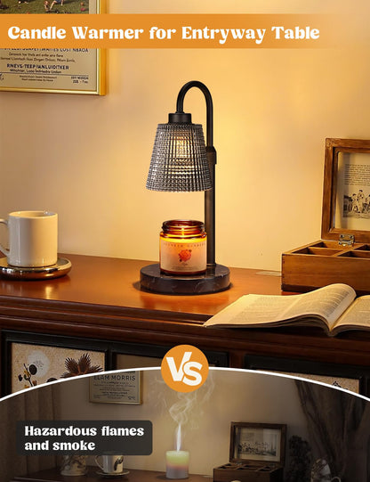 Gold Candle Warmer Lamp with Timer, Dimmable Candle Warmer for Jar Candles, Height Adjustable Wax Melts Warmer, Birthday Gifts for Women Mom, House Warming Gifts New Home Decor