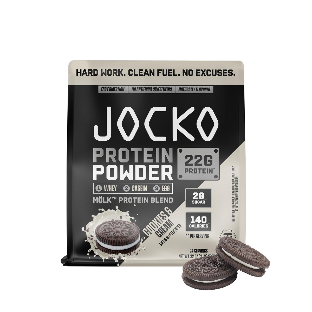Jocko Fuel Whey Protein Powder, Gingerbread Cookie, 22g Protein, Digestive Enzymes + Probiotic Blend, No Sugar Added, with Essential Amino Acids + Electrolyte Minerals, 31 Servings