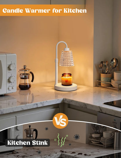 Gold Candle Warmer Lamp with Timer, Dimmable Candle Warmer for Jar Candles, Height Adjustable Wax Melts Warmer, Birthday Gifts for Women Mom, House Warming Gifts New Home Decor