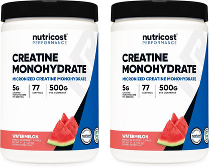 Nutricost Micronized Creatine Monohydrate Powder - 500g (100 Servings) - Pure Unflavored - 5g Per Serving - Non-GMO, Gluten Free