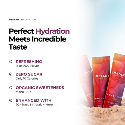Instant Hydration Sugar Free Electrolytes Powder Packets - Strawberry Lemon Electrolyte Drink Mix & Travel Essentials - Post Workout Recovery, Brain Health, Muscle & Tissue Support - 20 Sticks