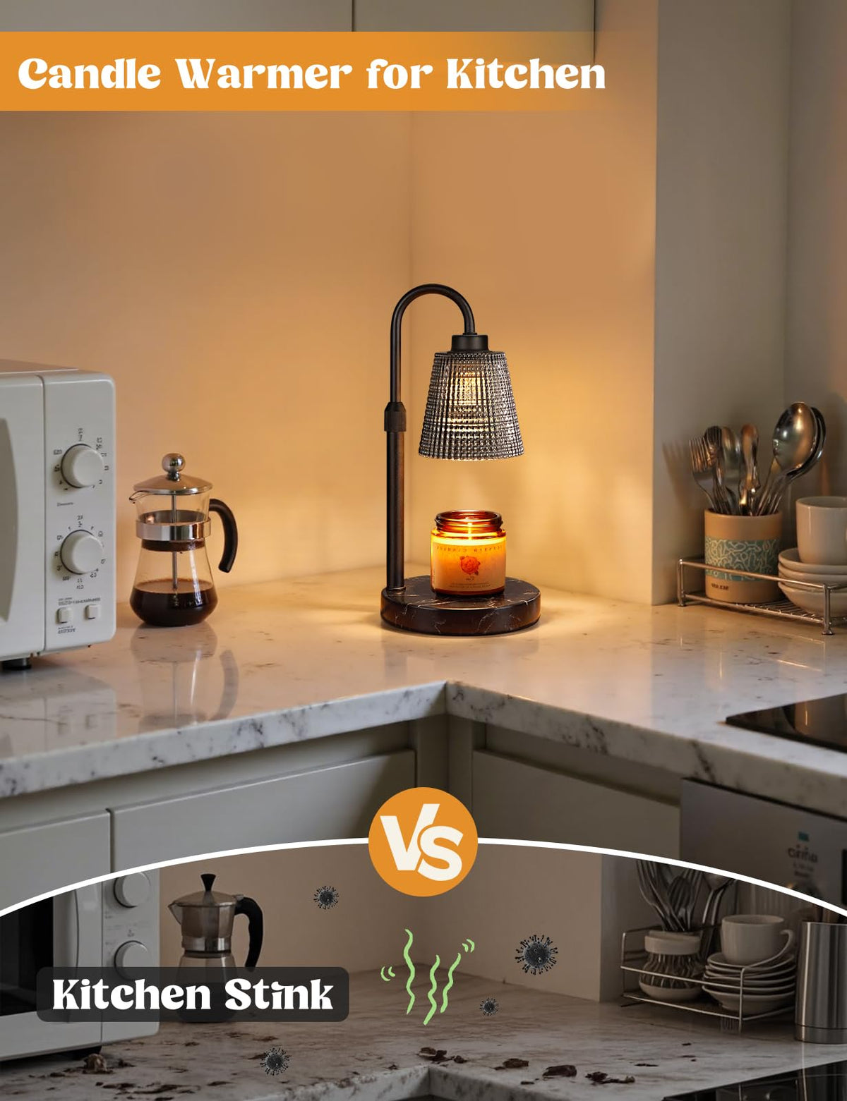 Gold Candle Warmer Lamp with Timer, Dimmable Candle Warmer for Jar Candles, Height Adjustable Wax Melts Warmer, Birthday Gifts for Women Mom, House Warming Gifts New Home Decor