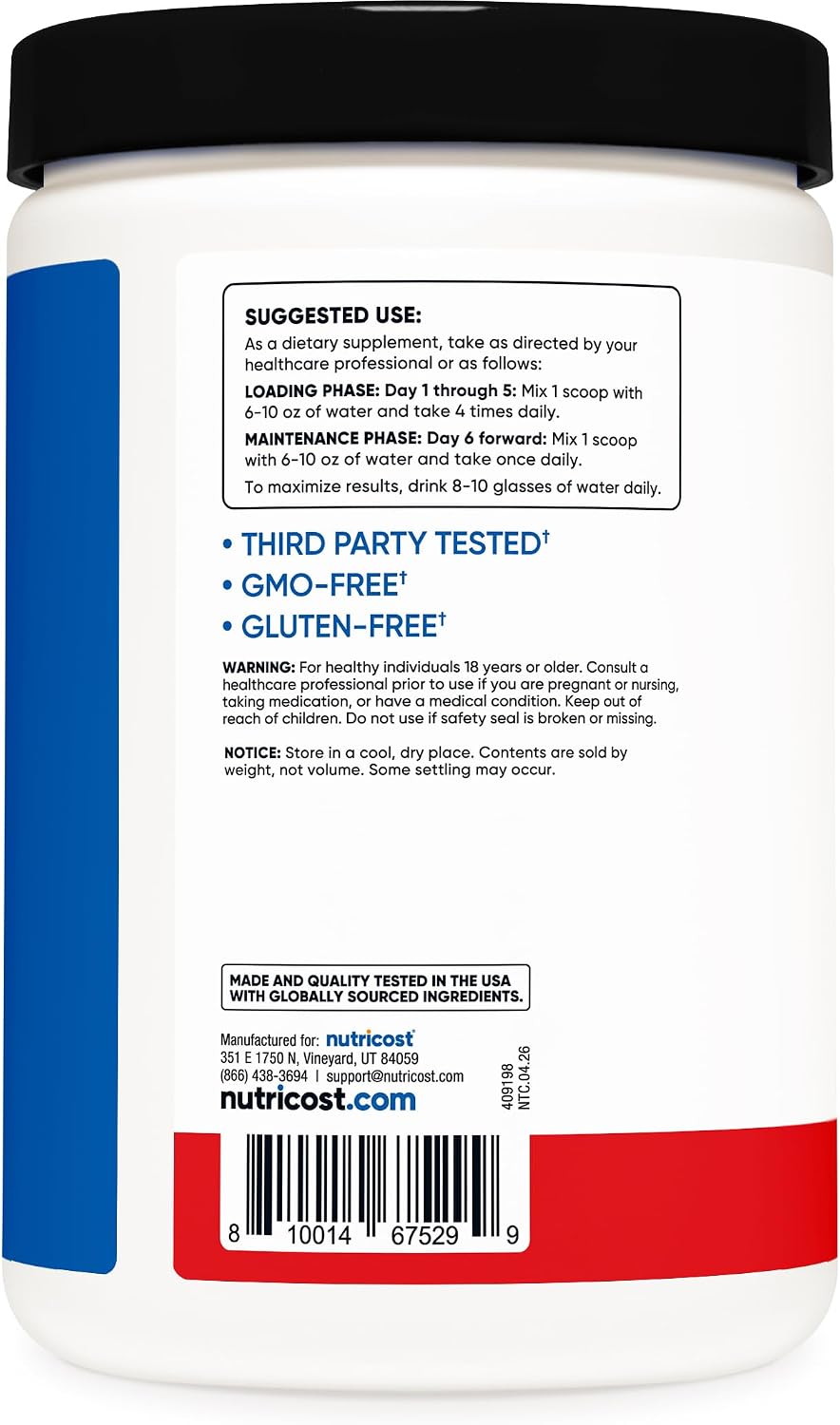 Nutricost Micronized Creatine Monohydrate Powder - 500g (100 Servings) - Pure Unflavored - 5g Per Serving - Non-GMO, Gluten Free