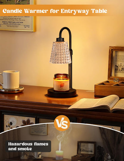 Gold Candle Warmer Lamp with Timer, Dimmable Candle Warmer for Jar Candles, Height Adjustable Wax Melts Warmer, Birthday Gifts for Women Mom, House Warming Gifts New Home Decor