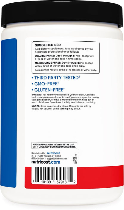 Nutricost Micronized Creatine Monohydrate Powder - 500g (100 Servings) - Pure Unflavored - 5g Per Serving - Non-GMO, Gluten Free