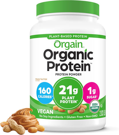 Orgain Organic Vegan 21g Protein Powder, Strawberries & Cream, 2.03 lb