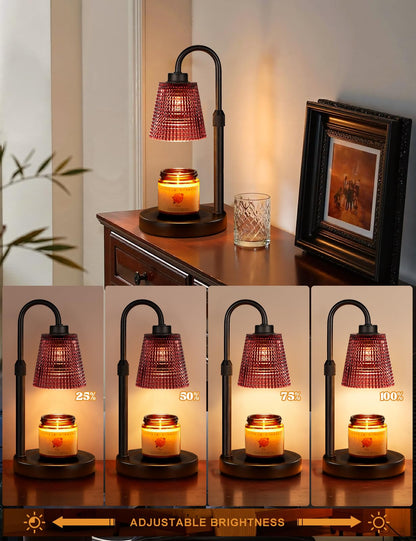 Gold Candle Warmer Lamp with Timer, Dimmable Candle Warmer for Jar Candles, Height Adjustable Wax Melts Warmer, Birthday Gifts for Women Mom, House Warming Gifts New Home Decor