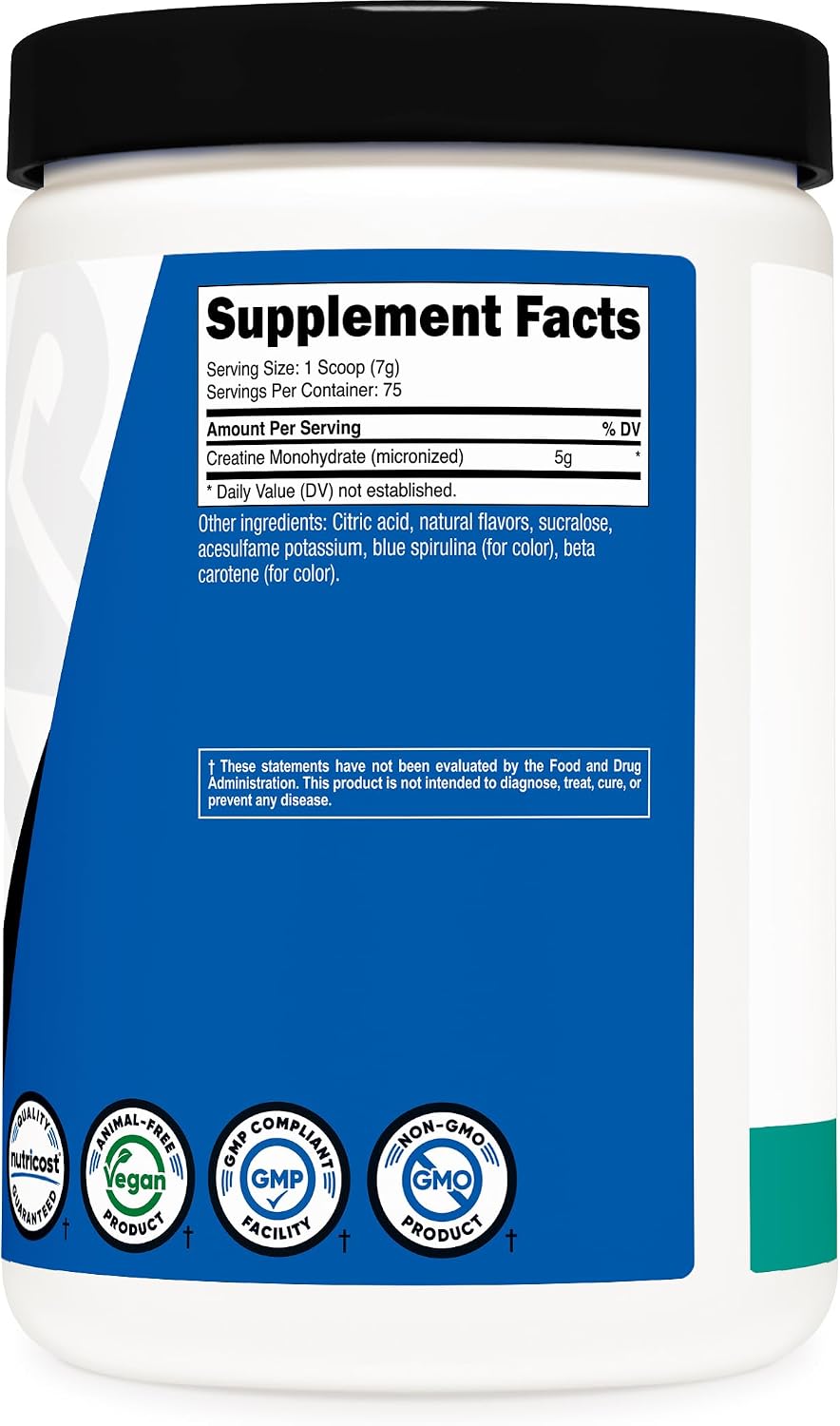 Nutricost Micronized Creatine Monohydrate Powder - 500g (100 Servings) - Pure Unflavored - 5g Per Serving - Non-GMO, Gluten Free