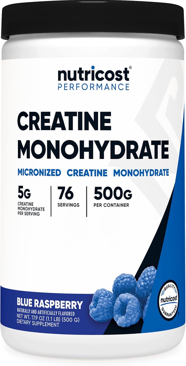 Nutricost Micronized Creatine Monohydrate Powder - 500g (100 Servings) - Pure Unflavored - 5g Per Serving - Non-GMO, Gluten Free