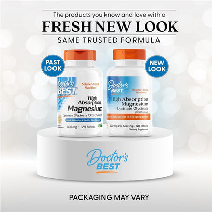 Doctor's Best High Absorption Magnesium Lysinate Glycinate, Chelated, Albion® TRAACS®, 240 Tablets (100 mg per Tablet)