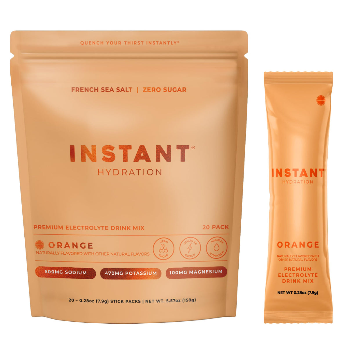 Instant Hydration Sugar Free Electrolytes Powder Packets - Strawberry Lemon Electrolyte Drink Mix & Travel Essentials - Post Workout Recovery, Brain Health, Muscle & Tissue Support - 20 Sticks