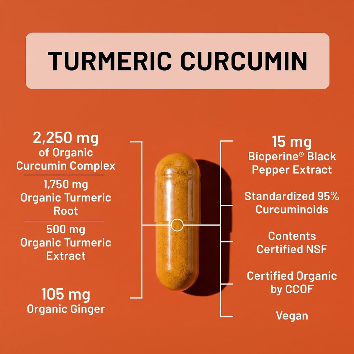 NatureWise Turmeric Curcumin 2250mg Supplement with BioPerine, 180 Capsules