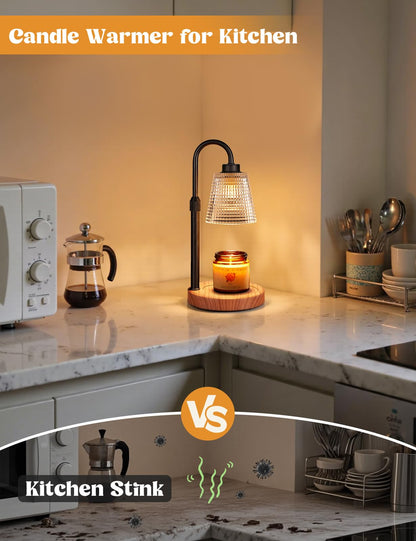 Gold Candle Warmer Lamp with Timer, Dimmable Candle Warmer for Jar Candles, Height Adjustable Wax Melts Warmer, Birthday Gifts for Women Mom, House Warming Gifts New Home Decor
