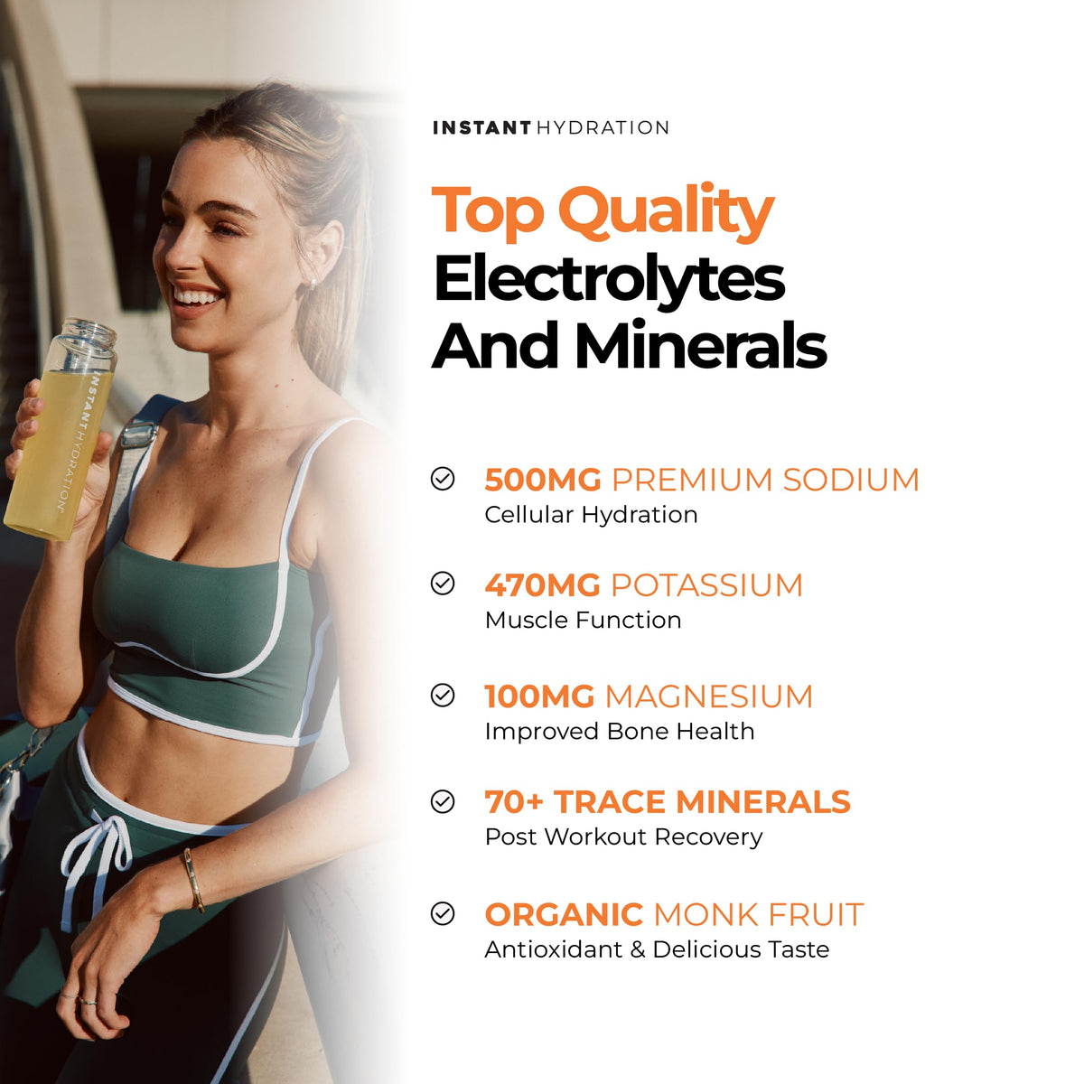 Instant Hydration Sugar Free Electrolytes Powder Packets - Strawberry Lemon Electrolyte Drink Mix & Travel Essentials - Post Workout Recovery, Brain Health, Muscle & Tissue Support - 20 Sticks