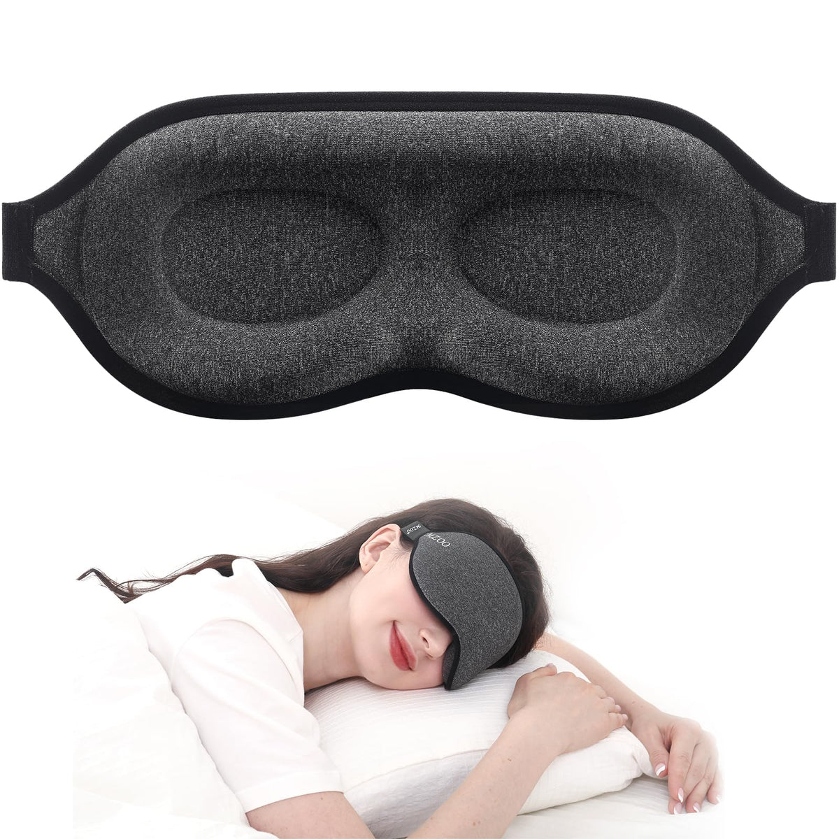MZOO Luxury Sleep Mask, 3D Spacious for Long Lashes Blocking Light