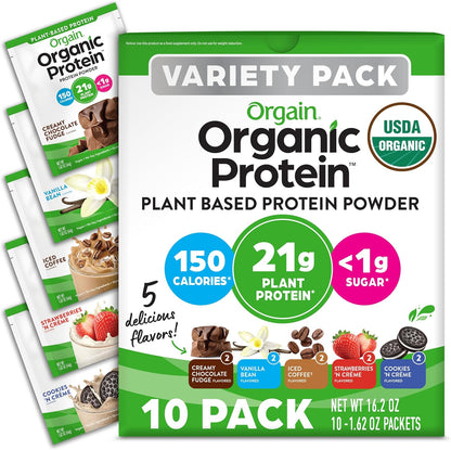 Orgain Organic Vegan 21g Protein Powder, Strawberries & Cream, 2.03 lb